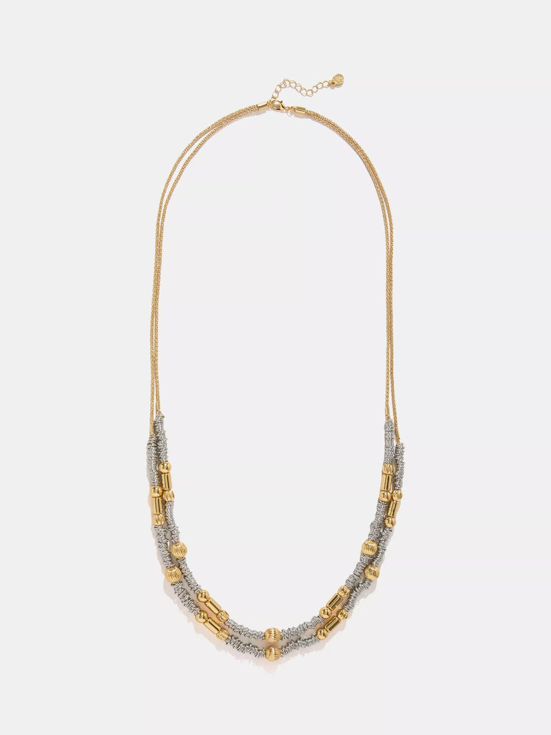 Mint Velvet double strand layered necklace silver gold 82cm, UK version
