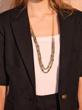 Mint Velvet double strand layered necklace silver gold 82cm, UK version