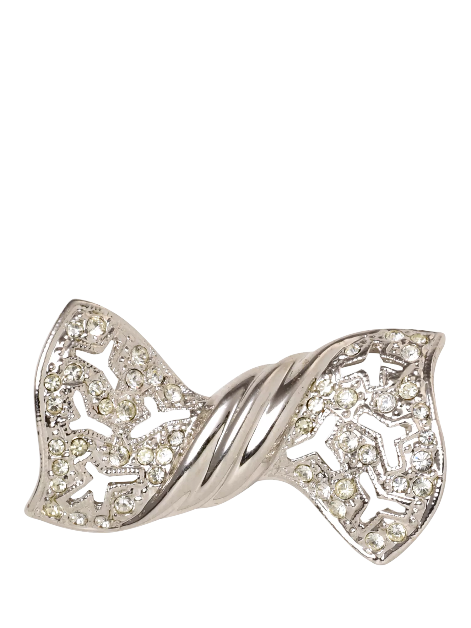 Attwood & Sawyer crystal bow brooch rhodium plated silver UK version