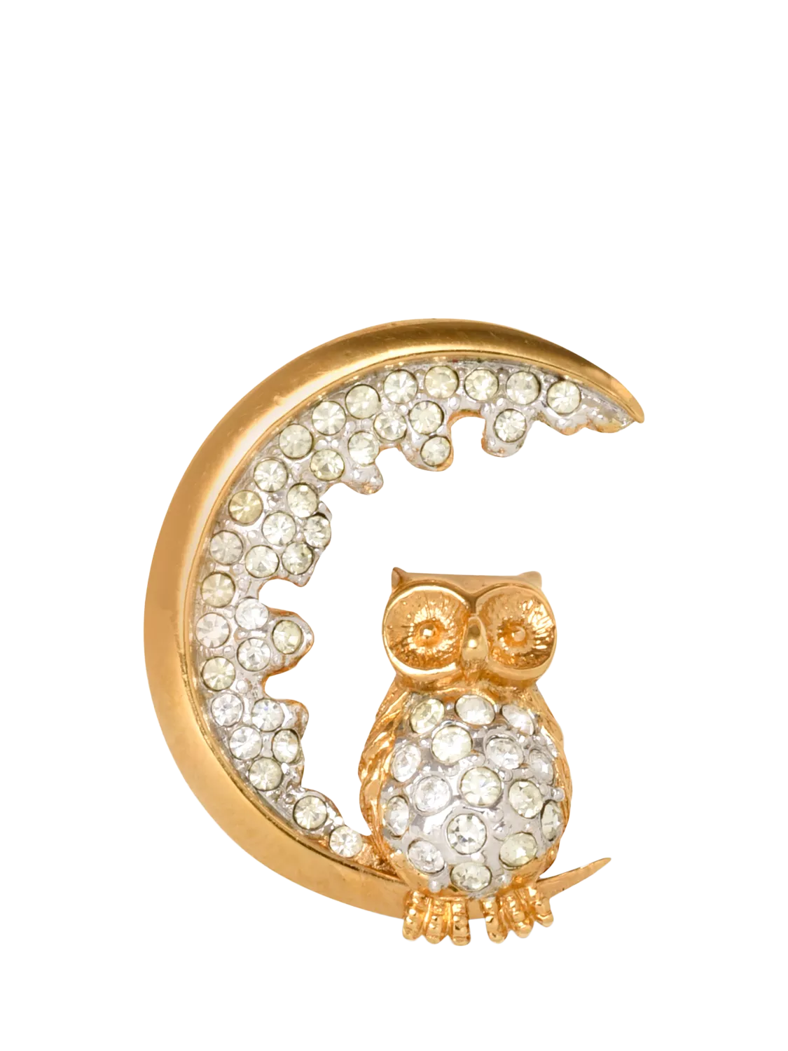 Attwood & Sawyer Swarovski owl brooch, gold plated, imported from the UK