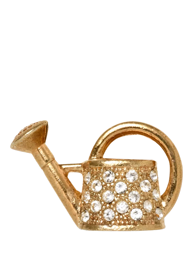 Eclectica gold-plated crystal watering can brooch 1.5cm (British brand)