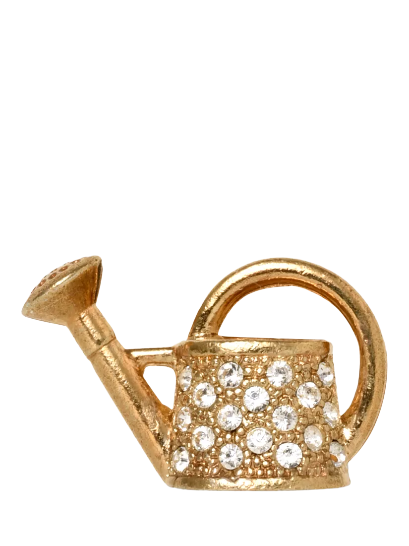 Eclectica gold-plated crystal watering can brooch 1.5cm (British brand)