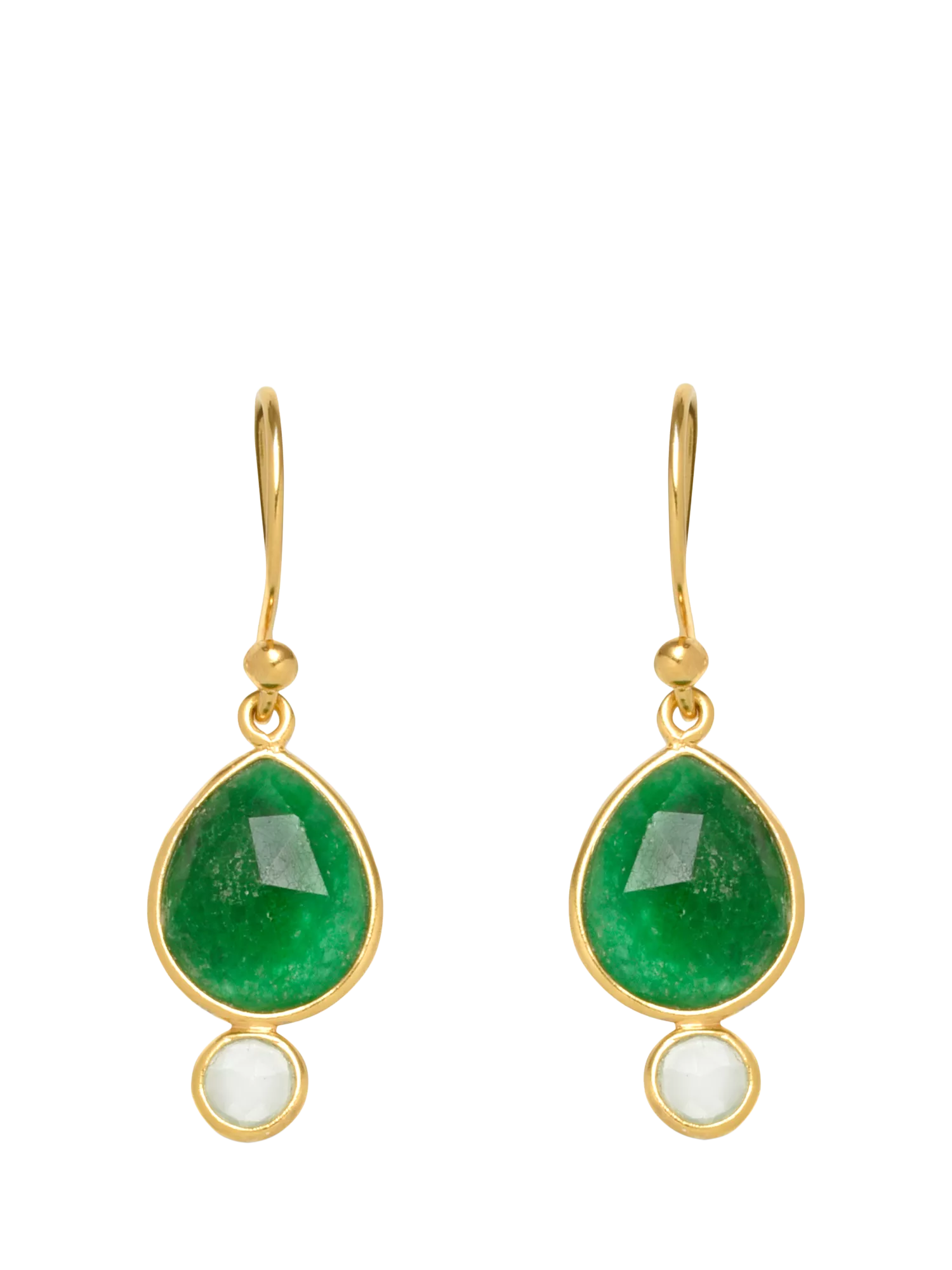 Eclectica pre-loved green agate drop hook earrings - British product