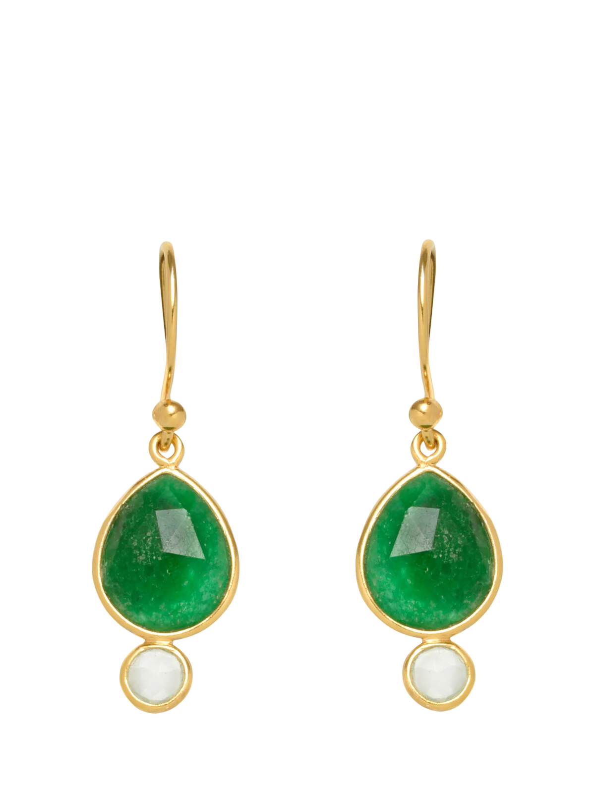 Eclectica pre-loved green agate drop hook earrings - British product