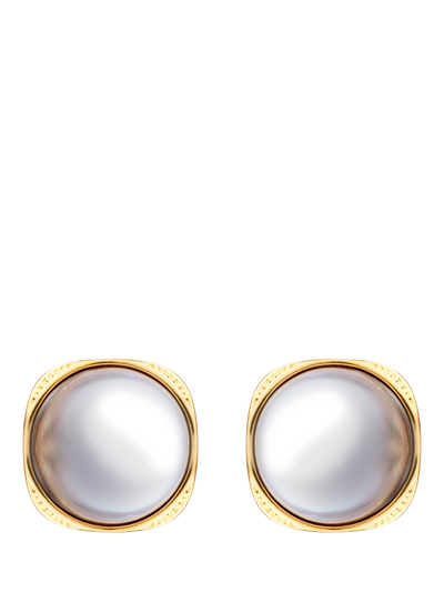 John Lewis Eclectica Pre-loved Cabochon Pearl Clip-On Earrings, Grey- Buy online at McGrocer