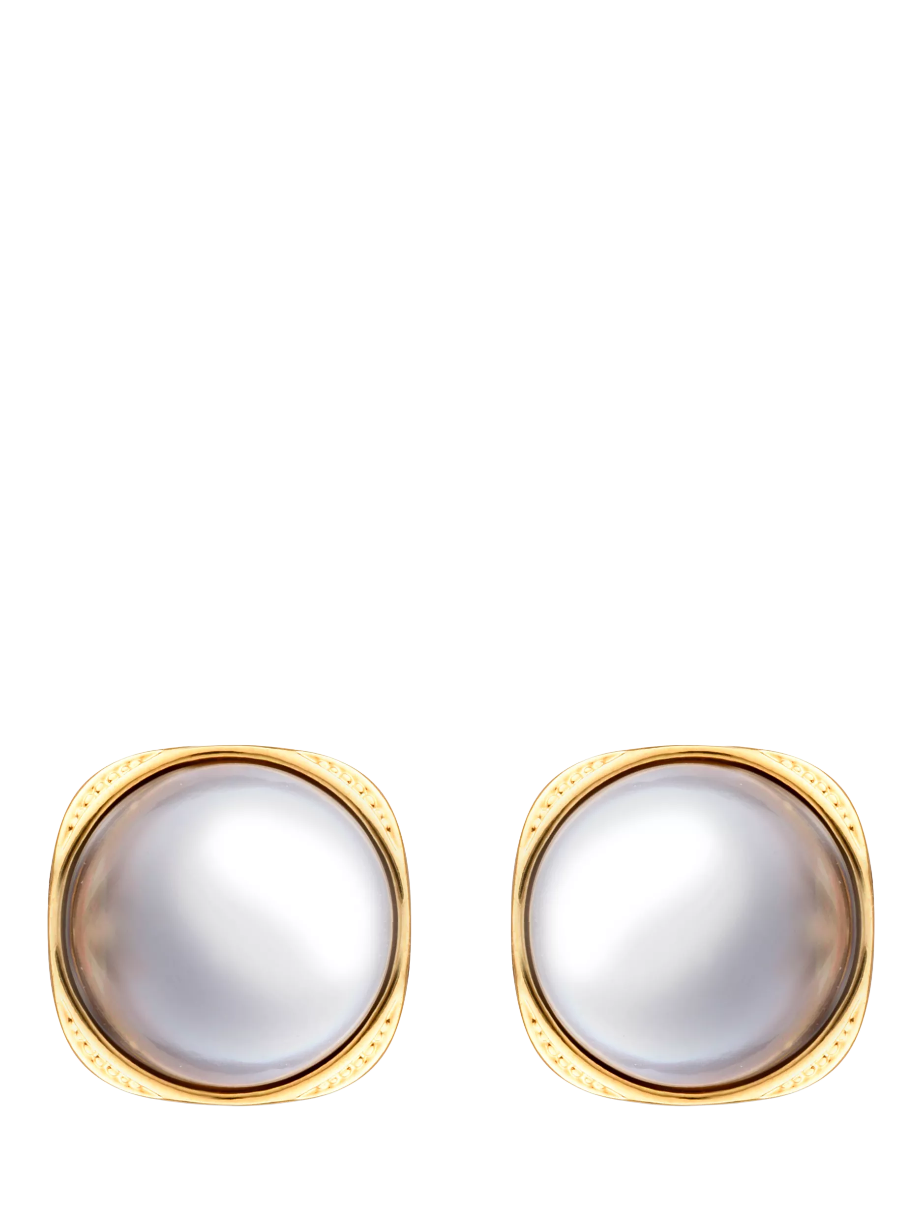 Eclectica clip-on earrings cabochon pearl grey - British product