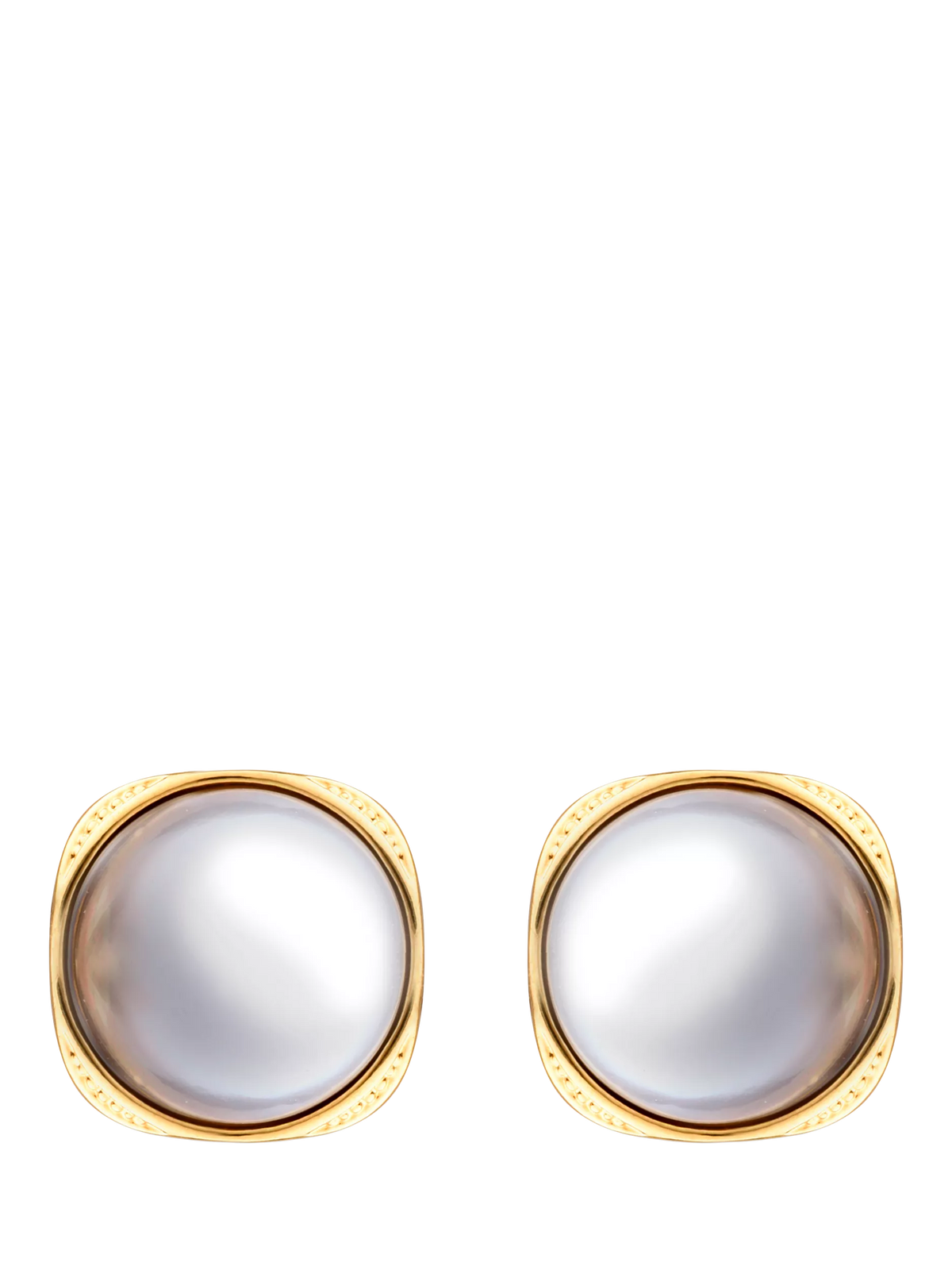 Eclectica clip-on earrings cabochon pearl grey - British product