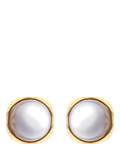 Eclectica clip-on earrings cabochon pearl grey - British product