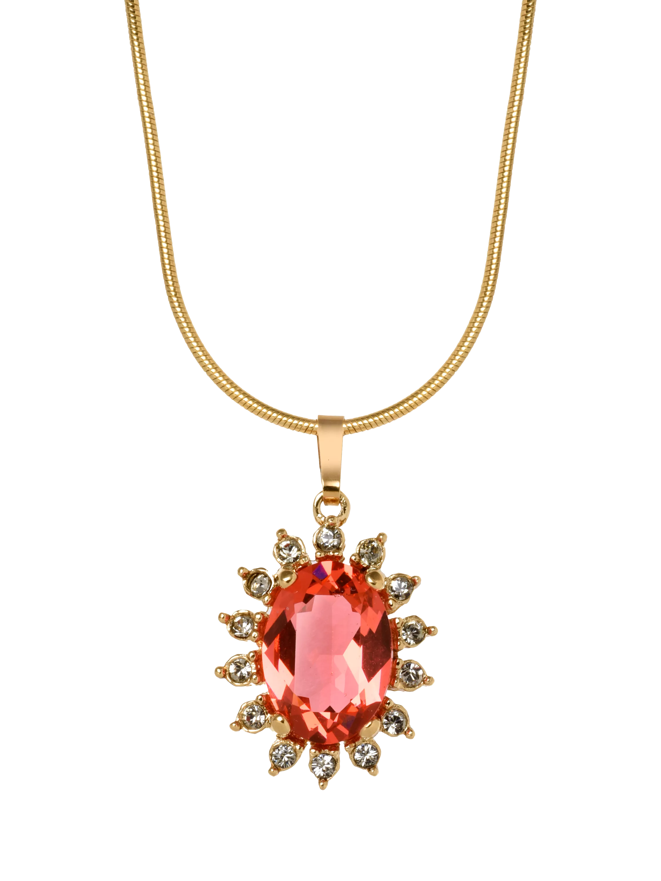 Eclectica pendant necklace with peach glass stone 45cm (British brand)