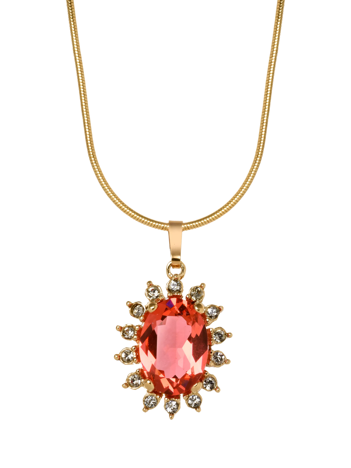 Eclectica pendant necklace with peach glass stone 45cm (British brand)