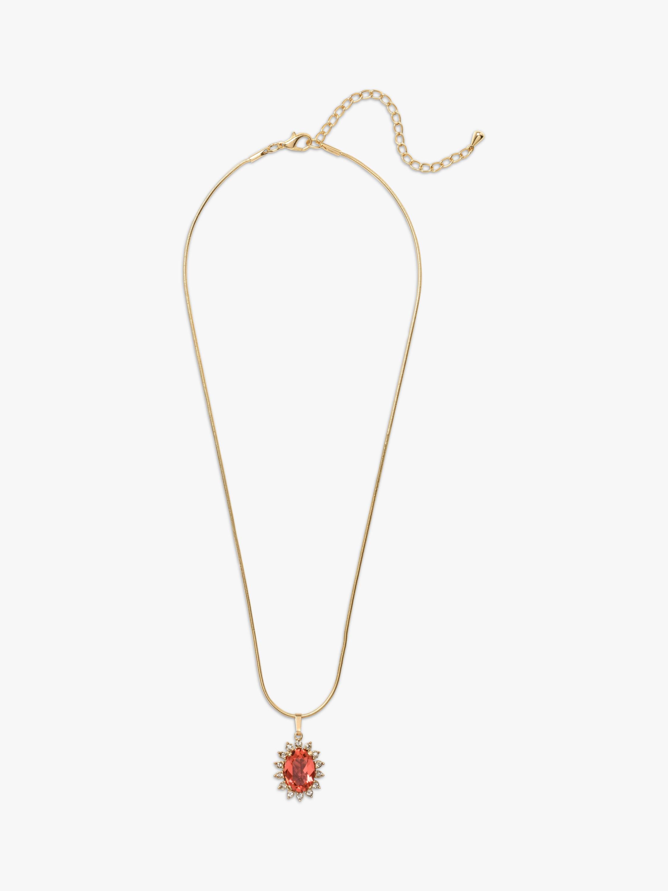 Eclectica pendant necklace with peach glass stone 45cm (British brand)