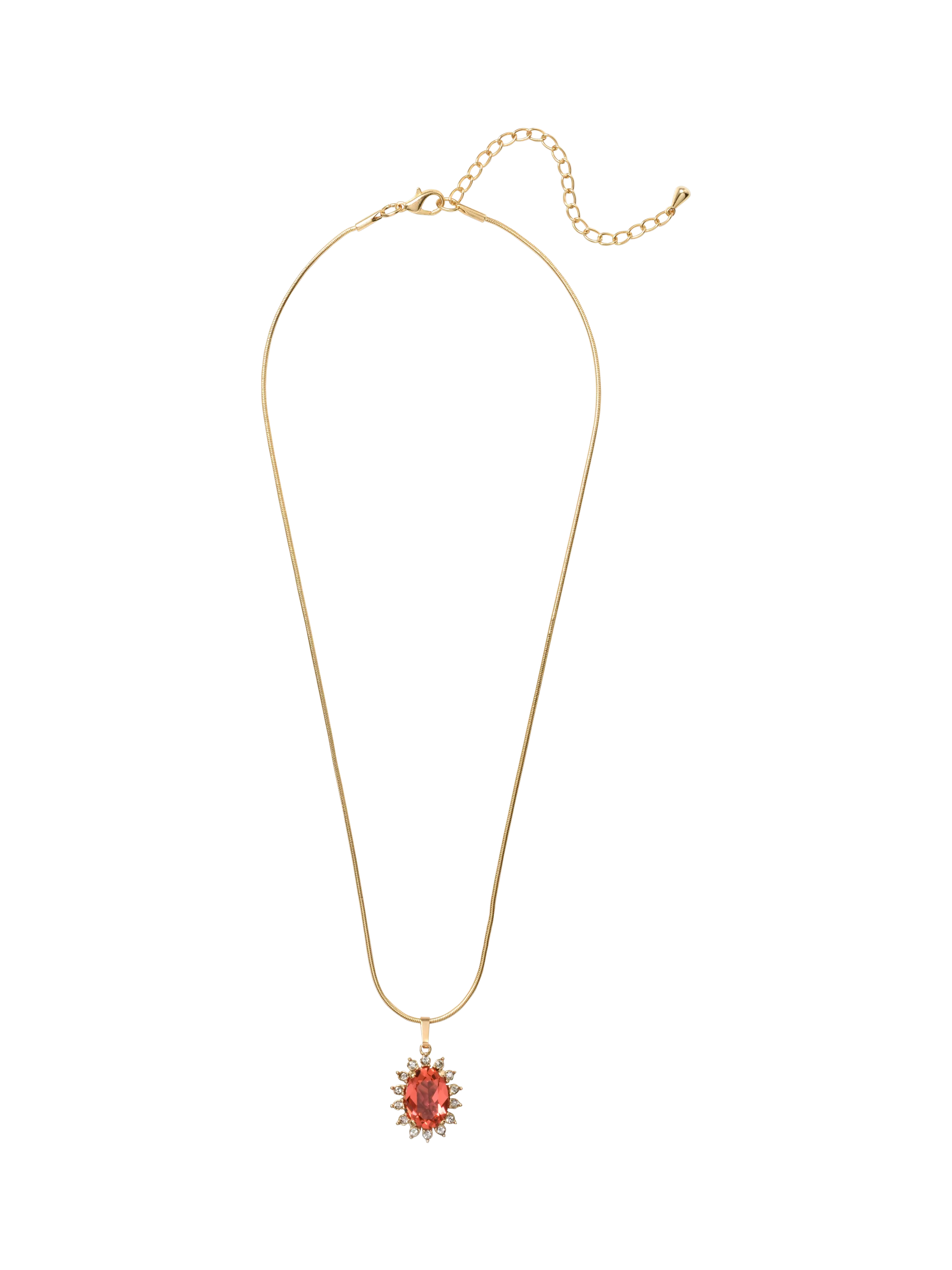Eclectica pendant necklace with peach glass stone 45cm (British brand)
