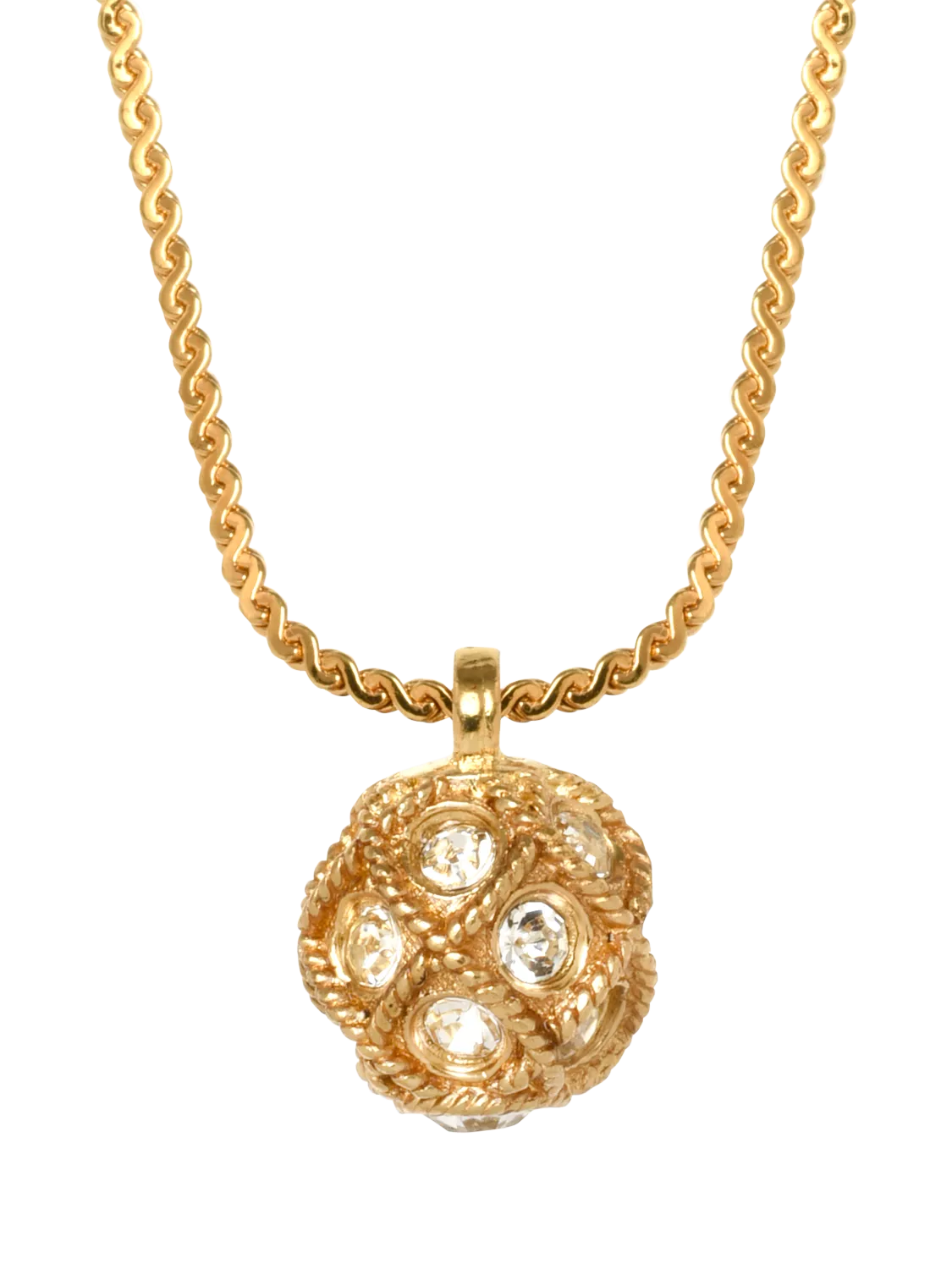 Eclectica vintage ball pendant gold 40cm chain - British product