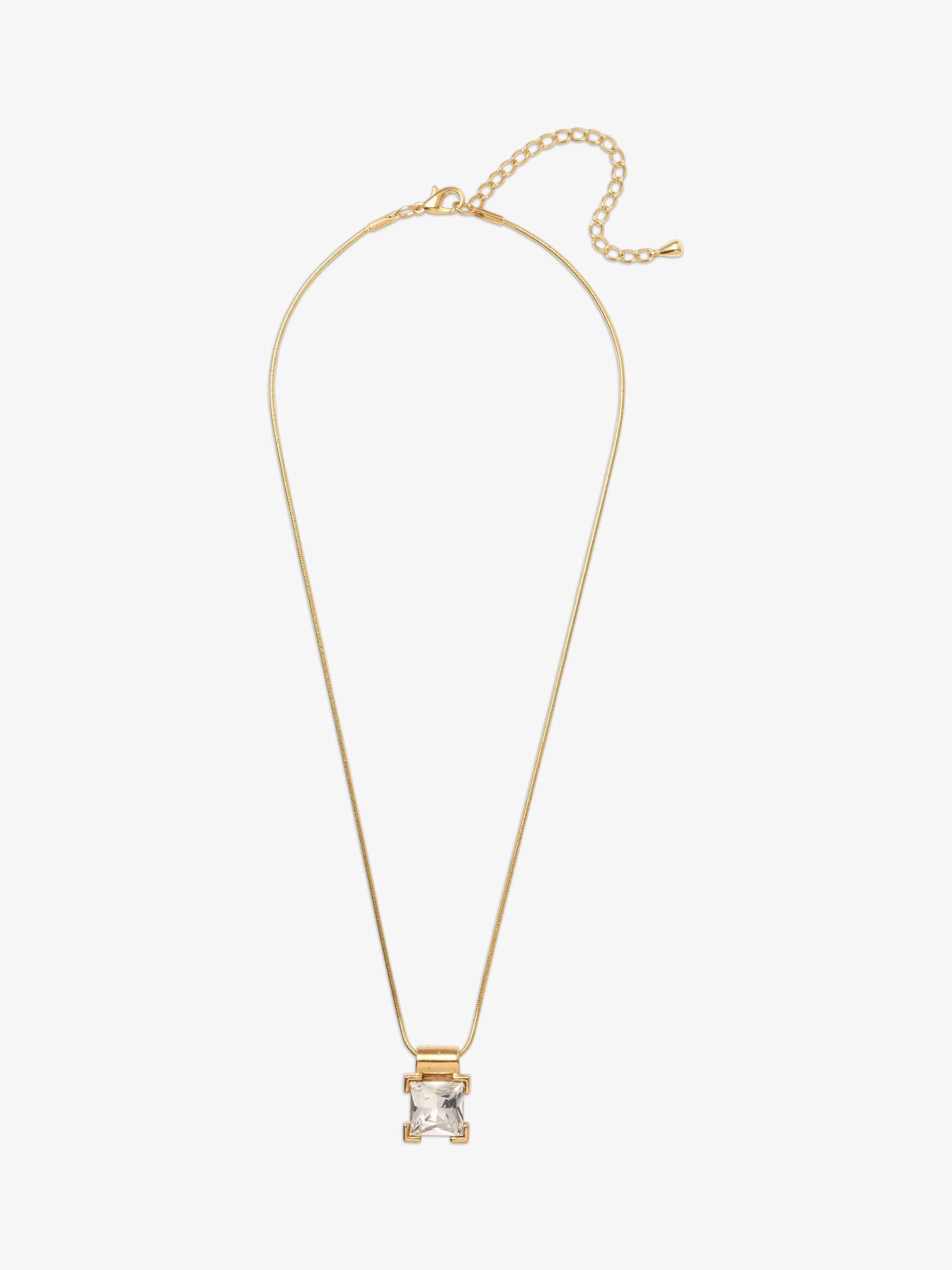Eclectica pre-loved gold pendant necklace with glass stone, imported from the UK