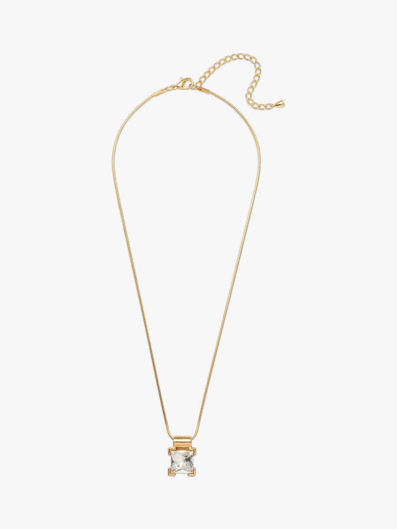 Eclectica pre-loved gold pendant necklace with glass stone, imported from the UK