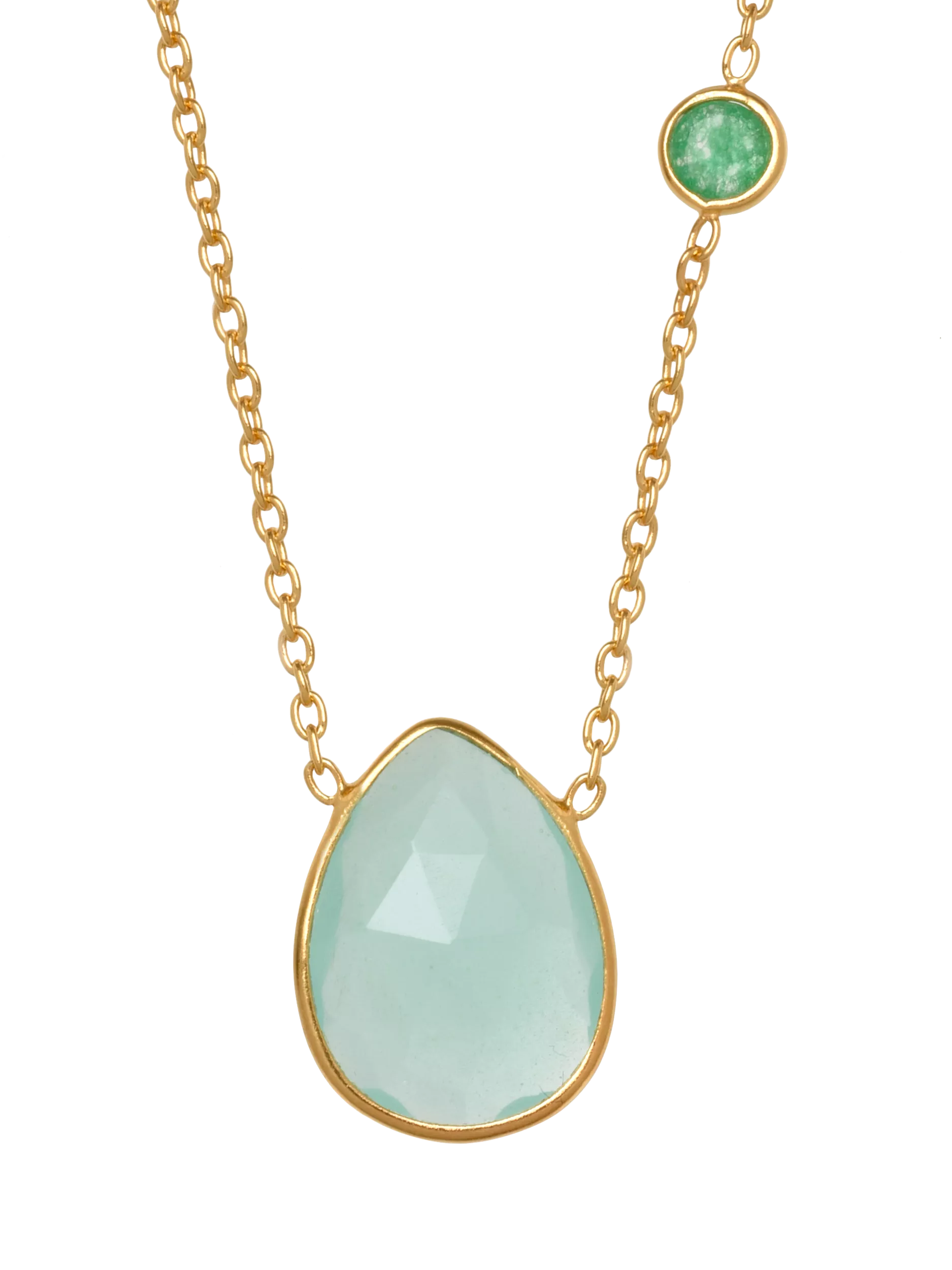 Eclectica pre-loved teardrop agate pendant necklace green, UK version