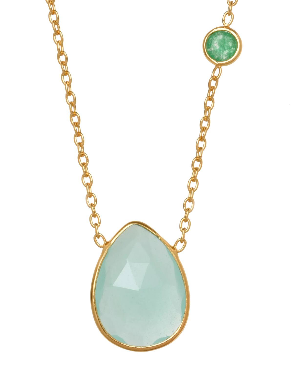 Eclectica pre-loved teardrop agate pendant necklace green, UK version