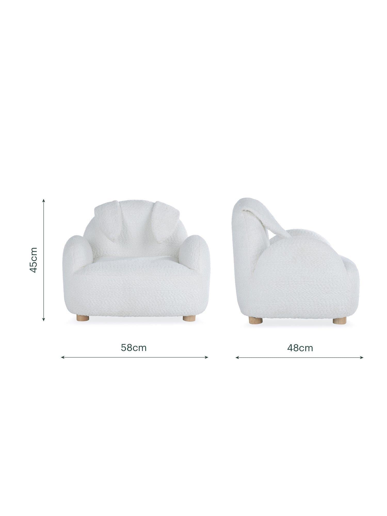 CuddleCo Etta Bunny Kids Chair white, imported from the UK