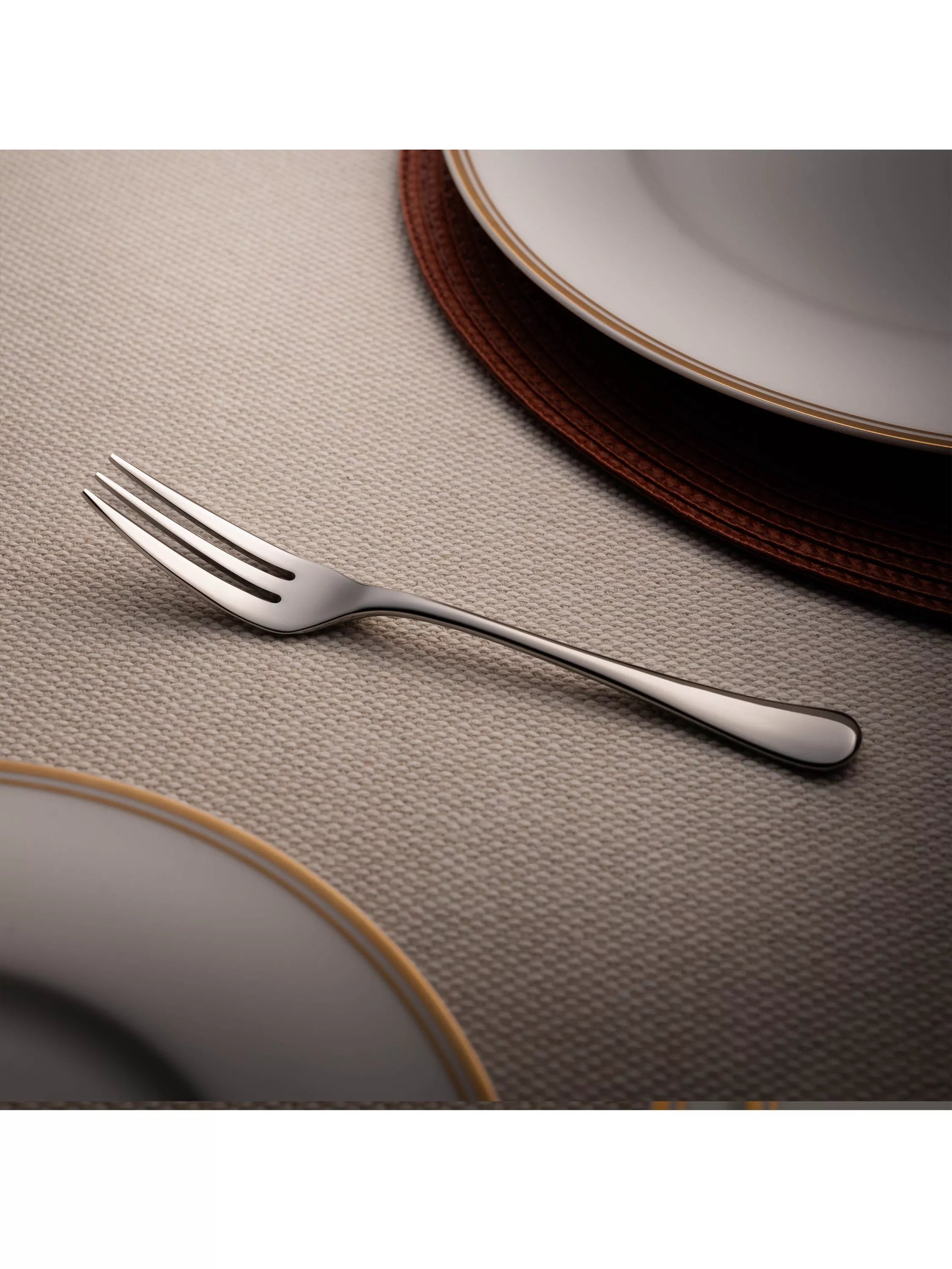 Robert Welch Radford bright stainless steel pastry fork, UK version