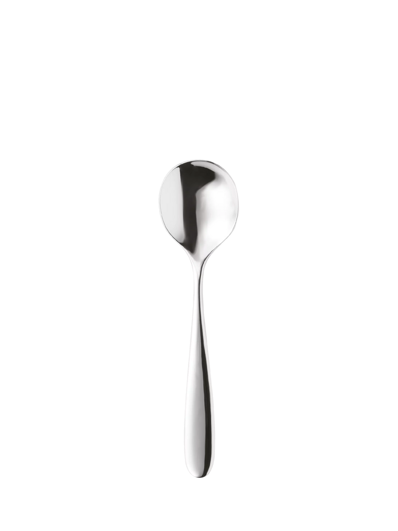 Robert Welch Stanton Bright round bowl soup spoon, imported from the UK