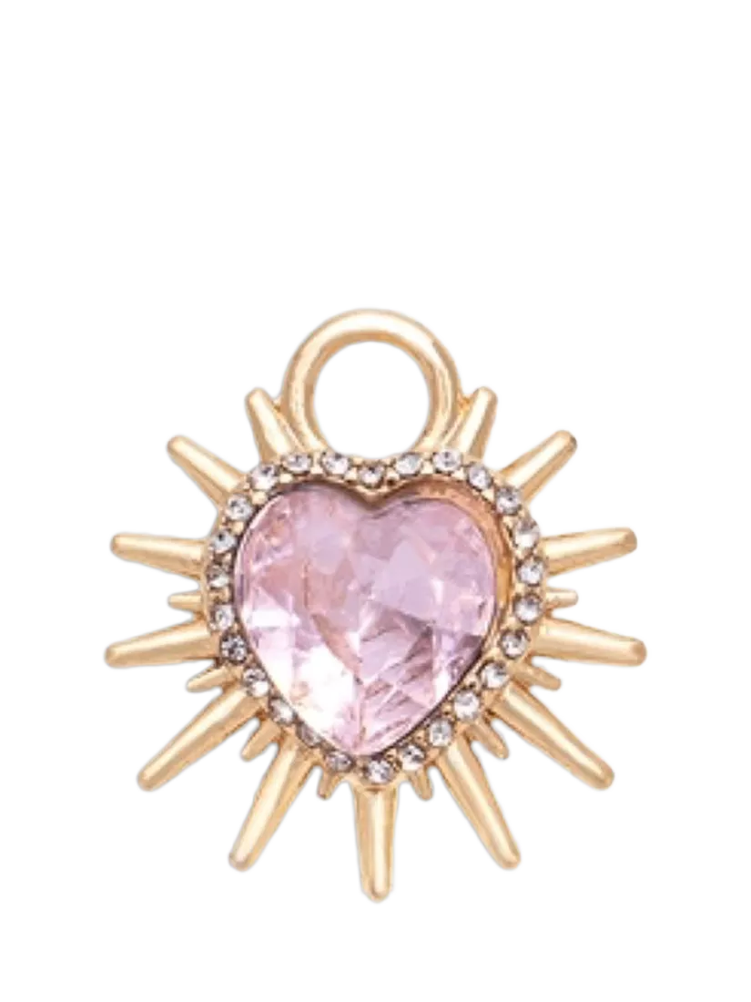 frkl. spiked heart charm gold pink crystal - British product
