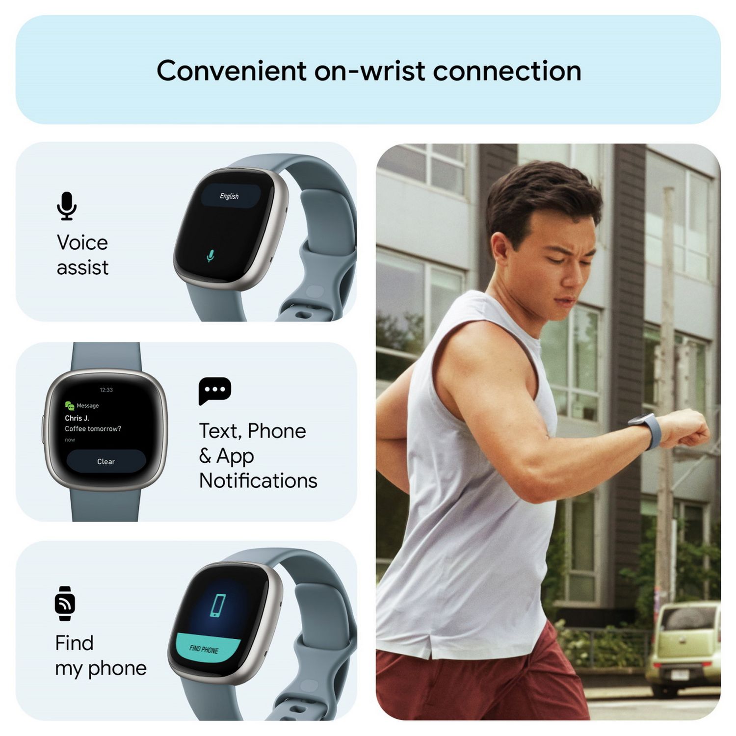 Fitbit smart watch Versa 4 Waterfall Blue 40mm, UK version