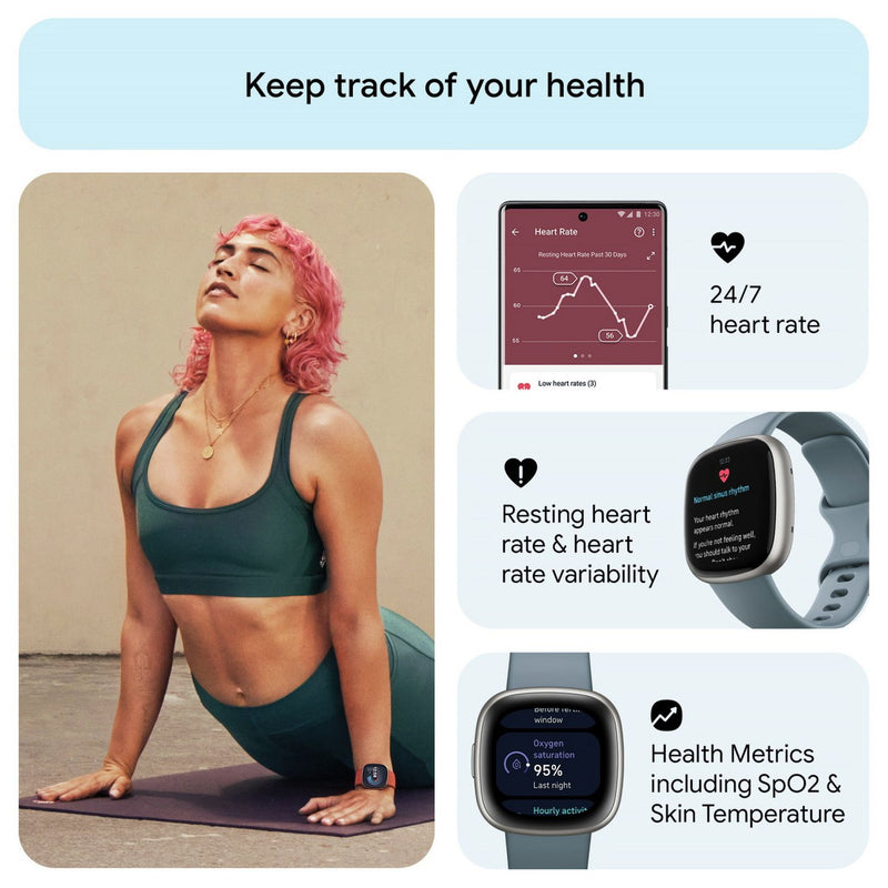 Fitbit smart watch Versa 4 Waterfall Blue 40mm, UK version
