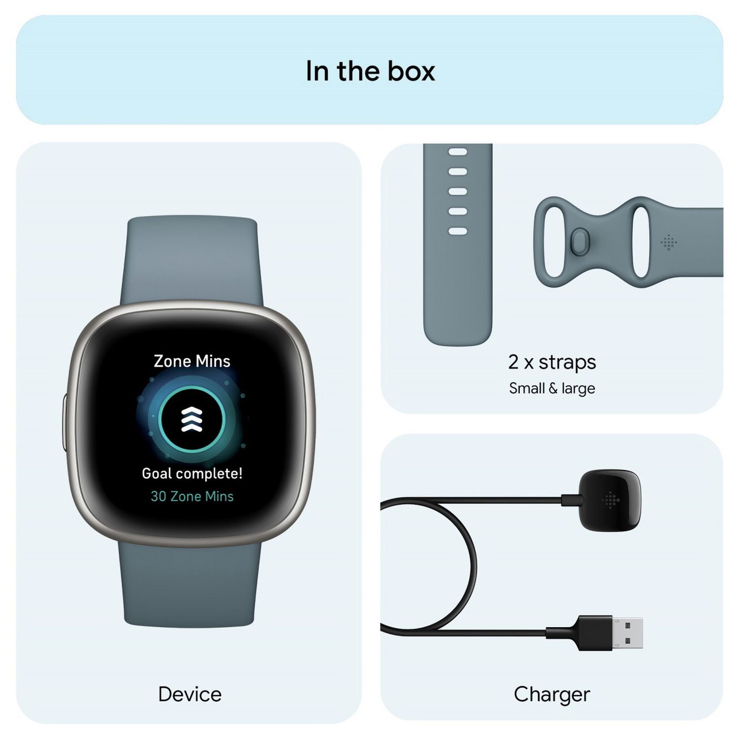 Fitbit smart watch Versa 4 Waterfall Blue 40mm, UK version