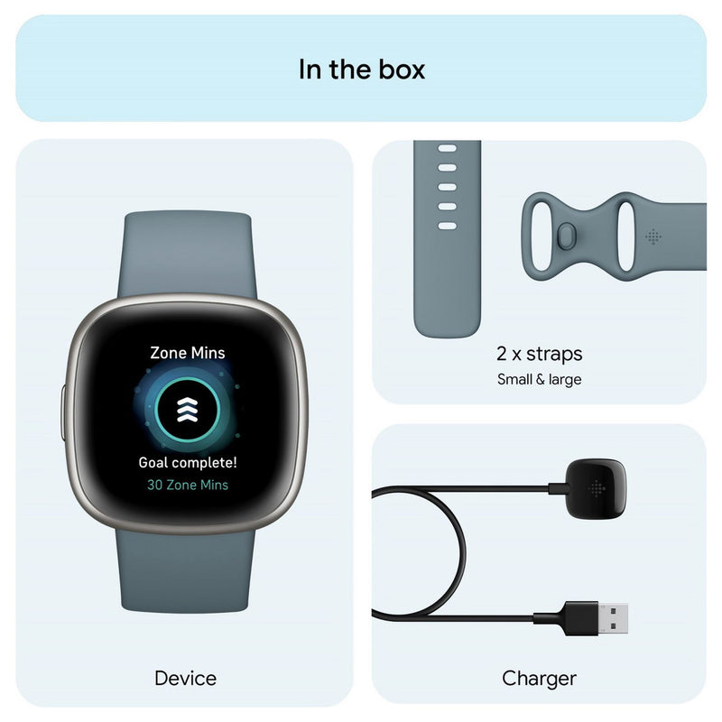 Fitbit smart watch Versa 4 Waterfall Blue 40mm, UK version
