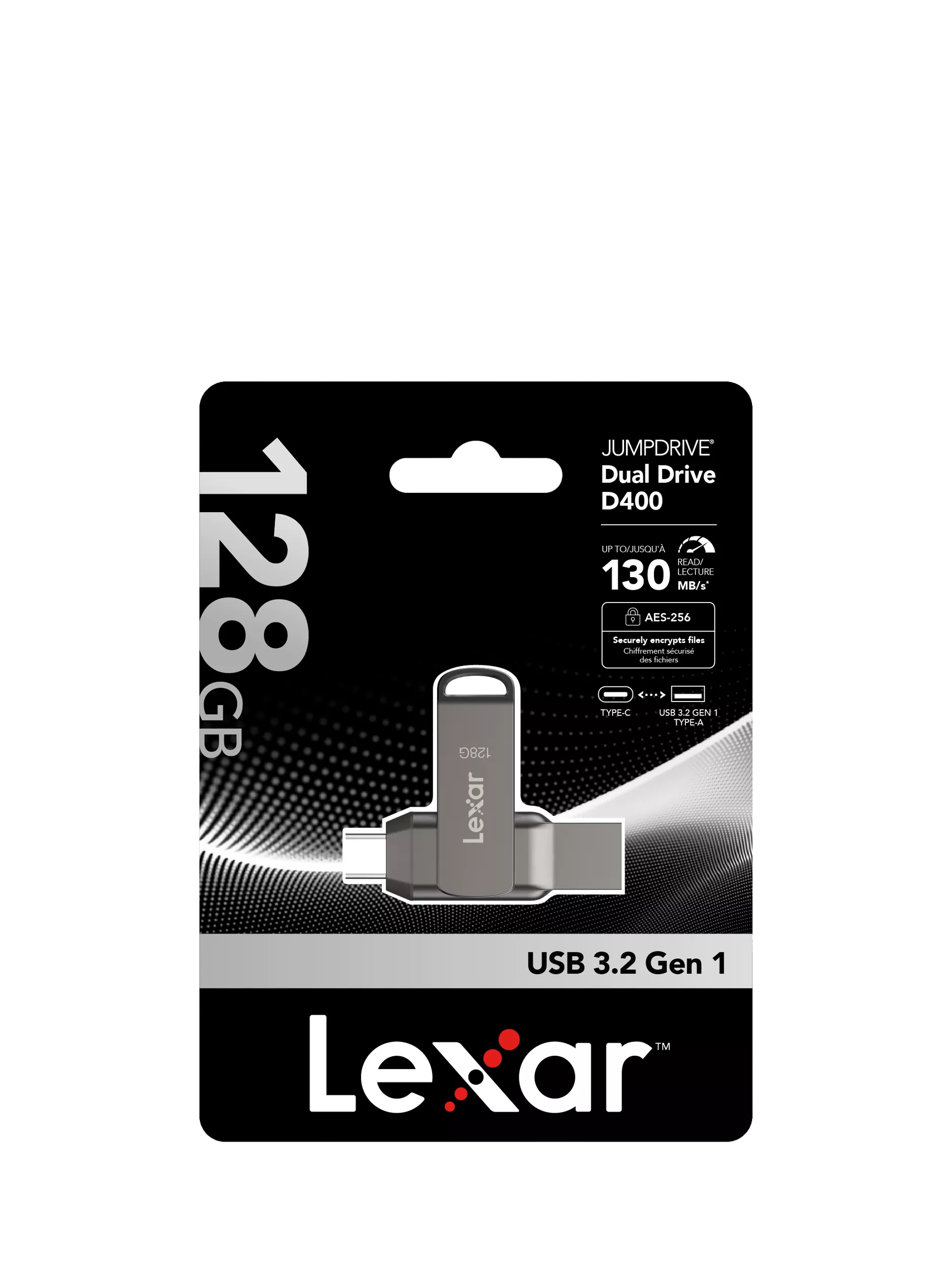 Lexar 128GB dual drive USB flash drive (British brand)