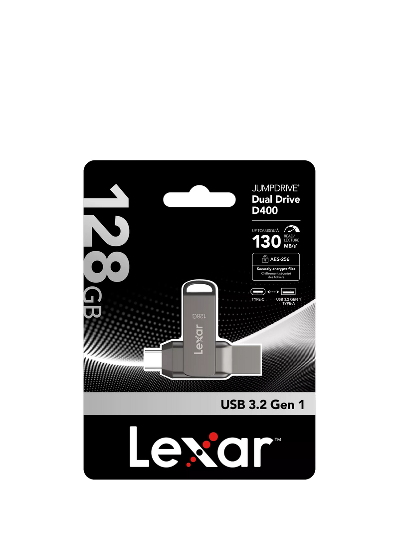 Lexar 128GB dual drive USB flash drive (British brand)
