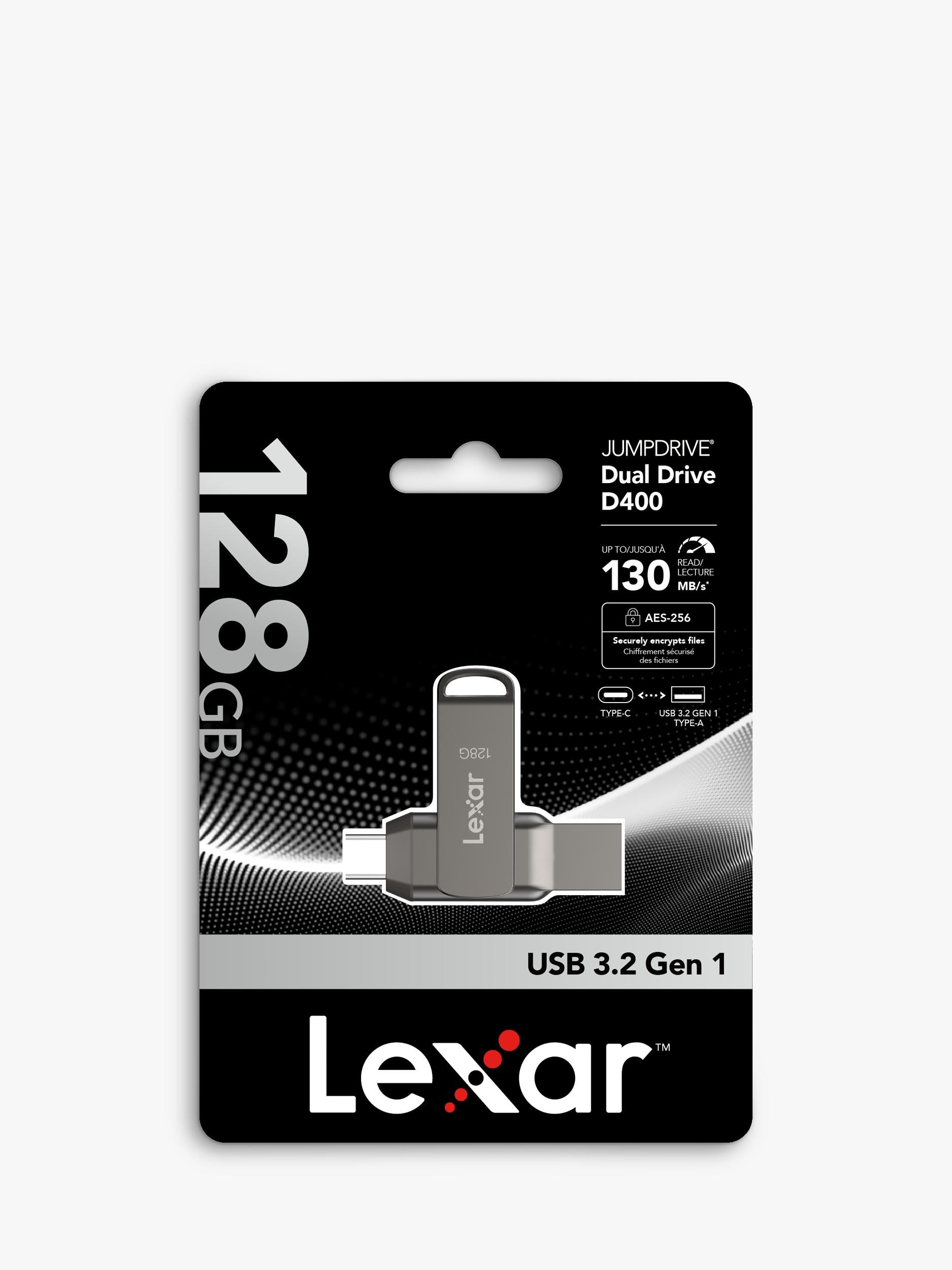 Lexar 128GB dual drive USB flash drive (British brand)