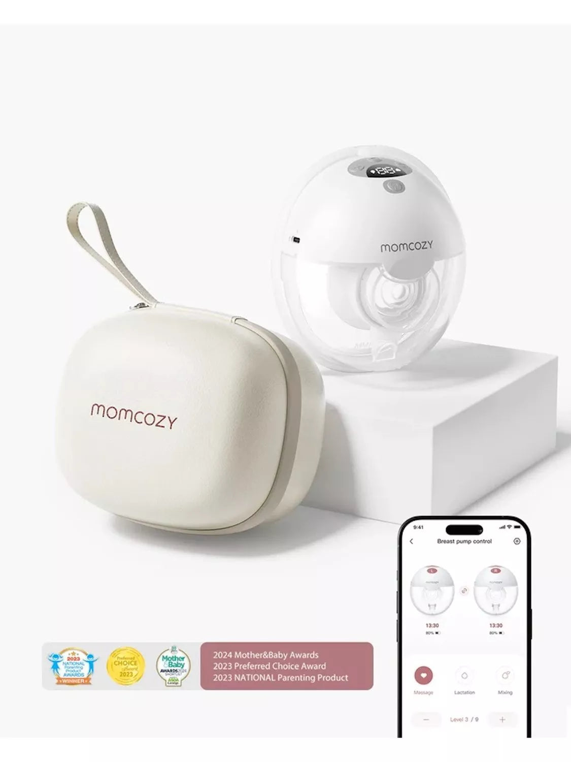 Momcozy M5 Smart wearable single electric breast pump, grey, imported from the UK