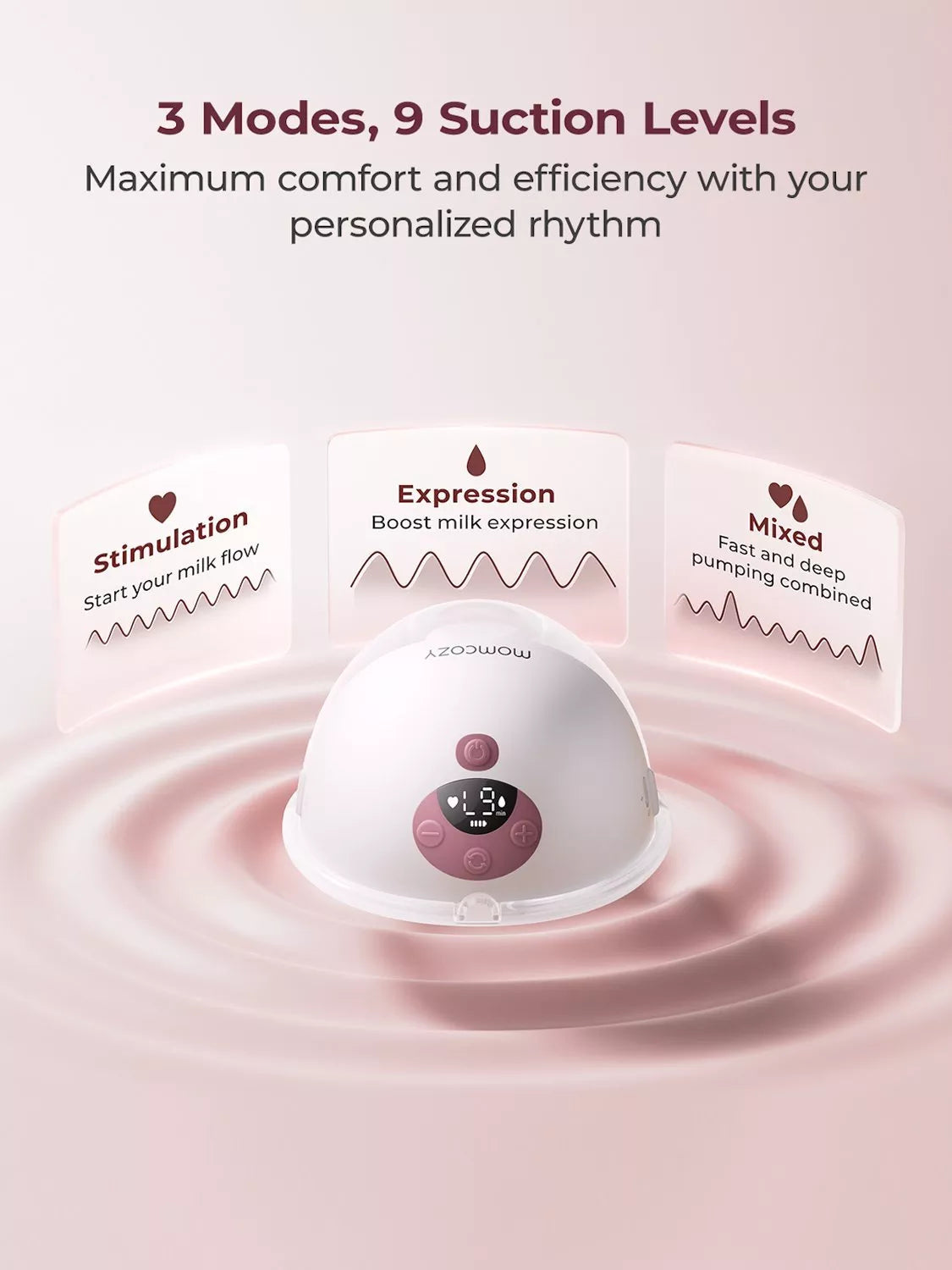 Momcozy M5 Smart wearable single electric breast pump, grey, imported from the UK