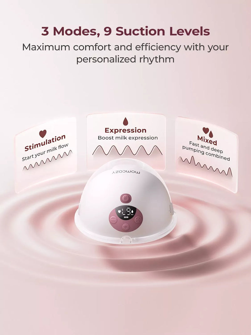 Momcozy M5 Smart wearable single electric breast pump, grey, imported from the UK