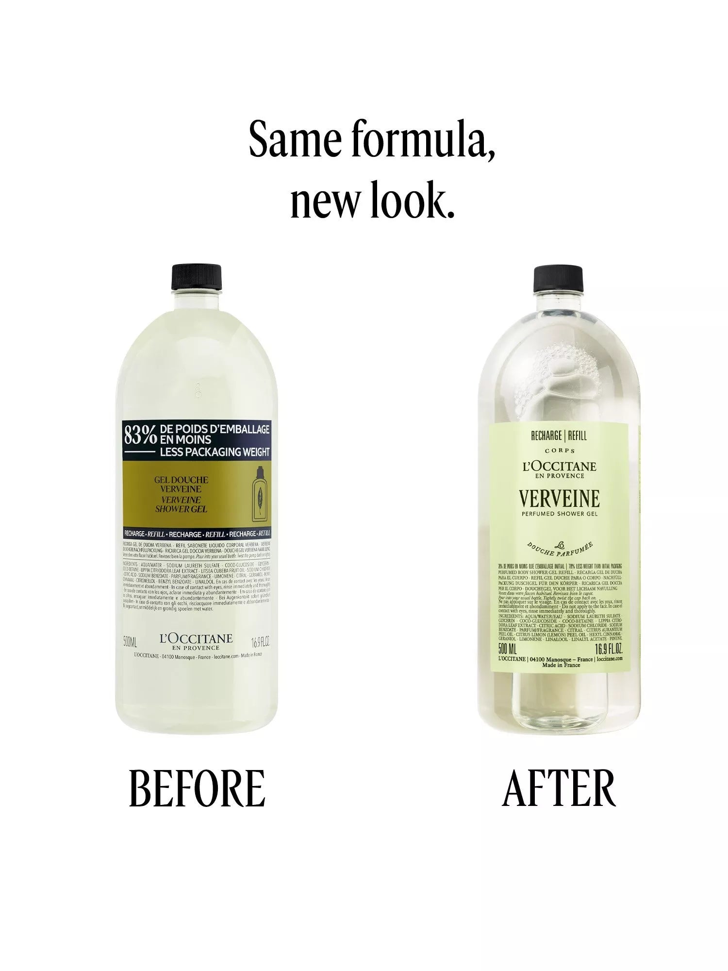 L'Occitane Verbena shower gel refill 500ml, imported from the UK
