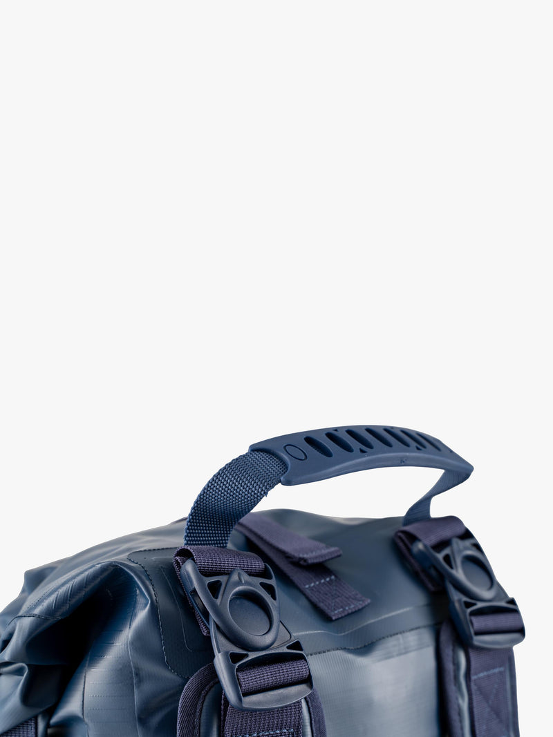 Red 30L waterproof roll top dry bag, British product