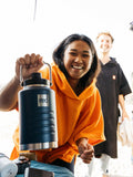 Red 2L insulated canteen bottle in blue, UK version