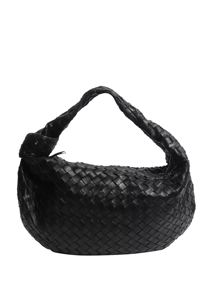 Bottega Veneta black classic Intrecciato lambskin grab bag (British brand)