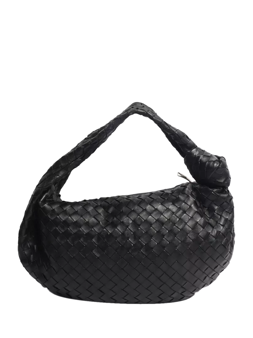 Bottega Veneta black classic Intrecciato lambskin grab bag (British brand)