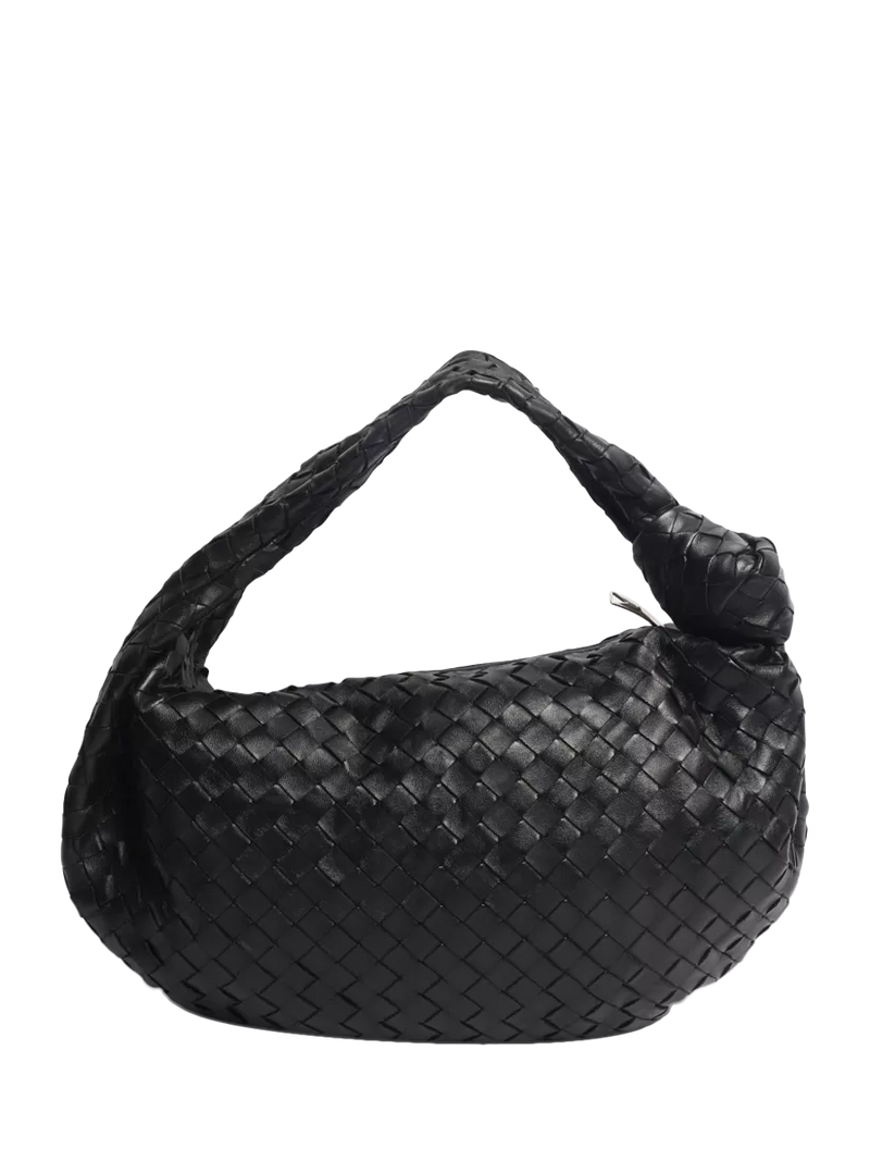 Bottega Veneta black classic Intrecciato lambskin grab bag (British brand)