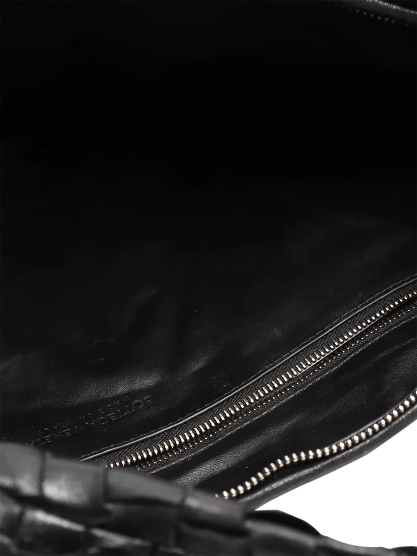 Bottega Veneta black classic Intrecciato lambskin grab bag (British brand)