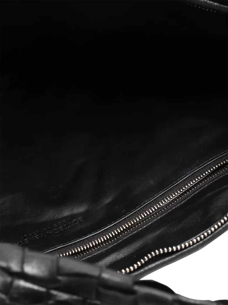 Bottega Veneta black classic Intrecciato lambskin grab bag (British brand)
