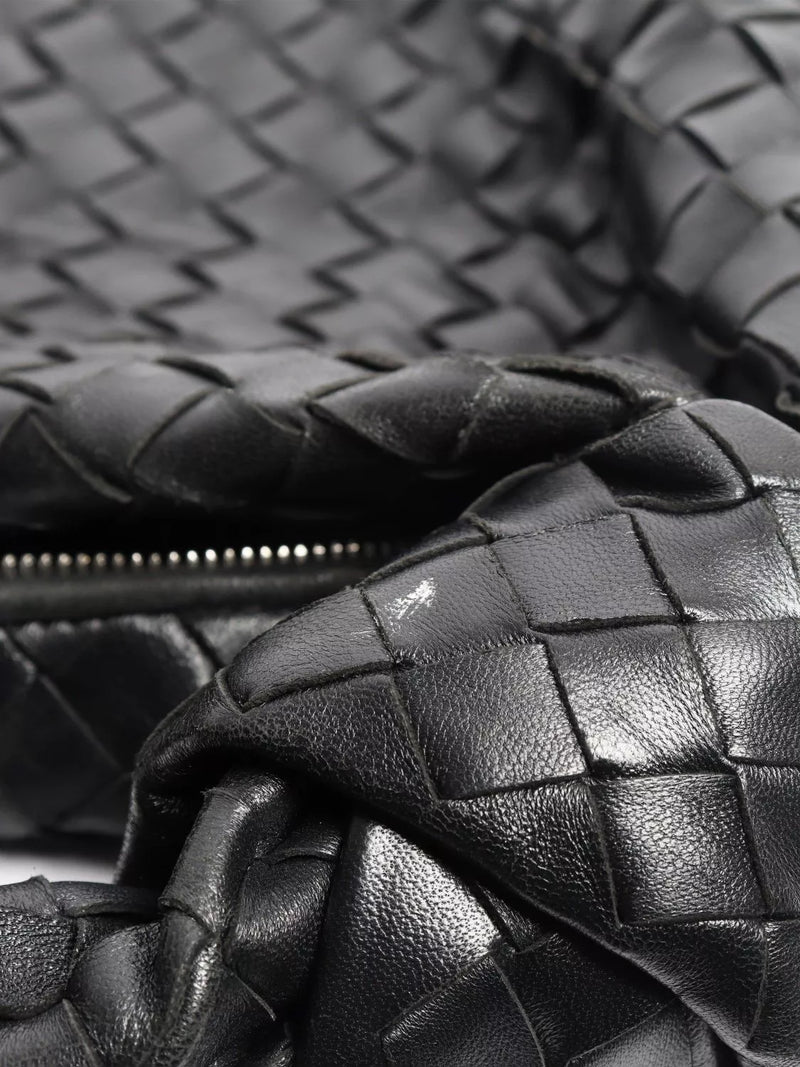 Bottega Veneta black classic Intrecciato lambskin grab bag (British brand)