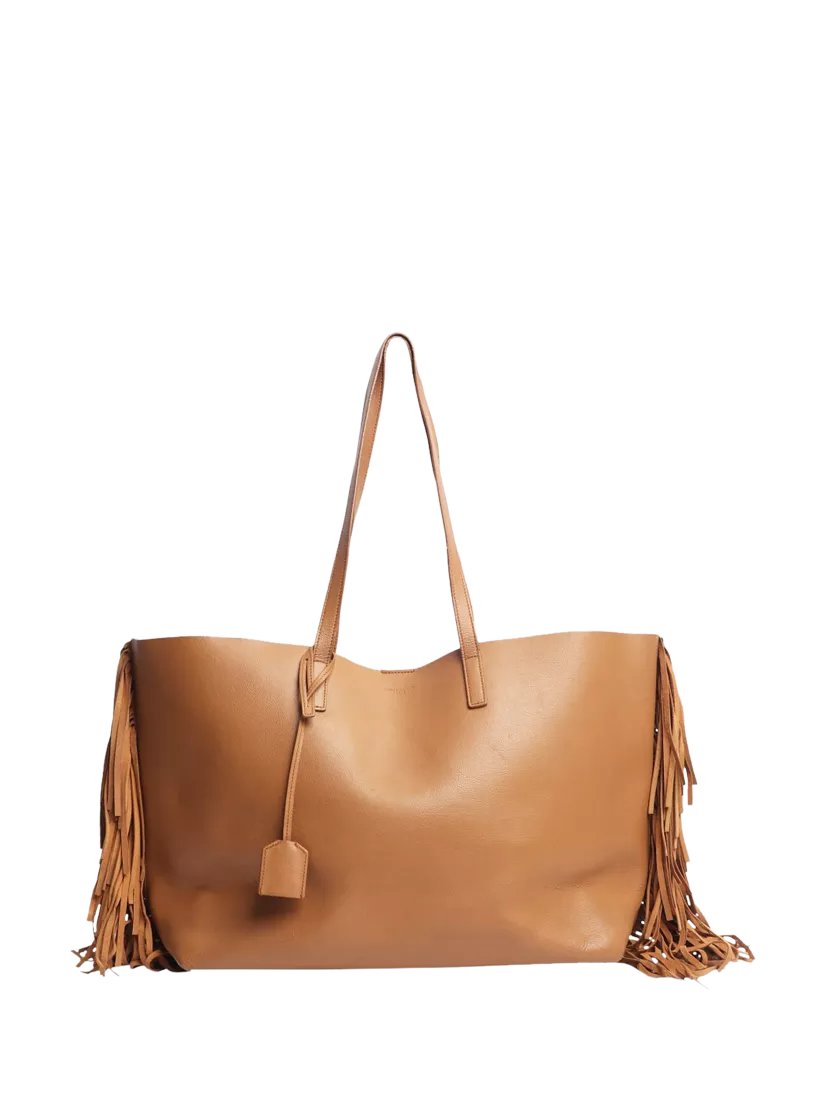Pre-loved Saint Laurent brown fringed leather tote bag - British product