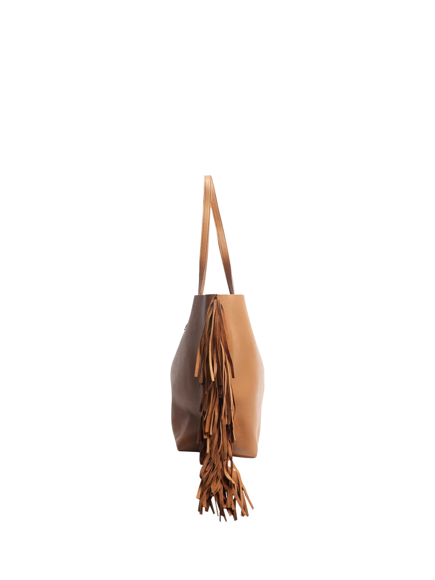 Pre-loved Saint Laurent brown fringed leather tote bag - British product