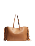 Pre-loved Saint Laurent brown fringed leather tote bag - British product