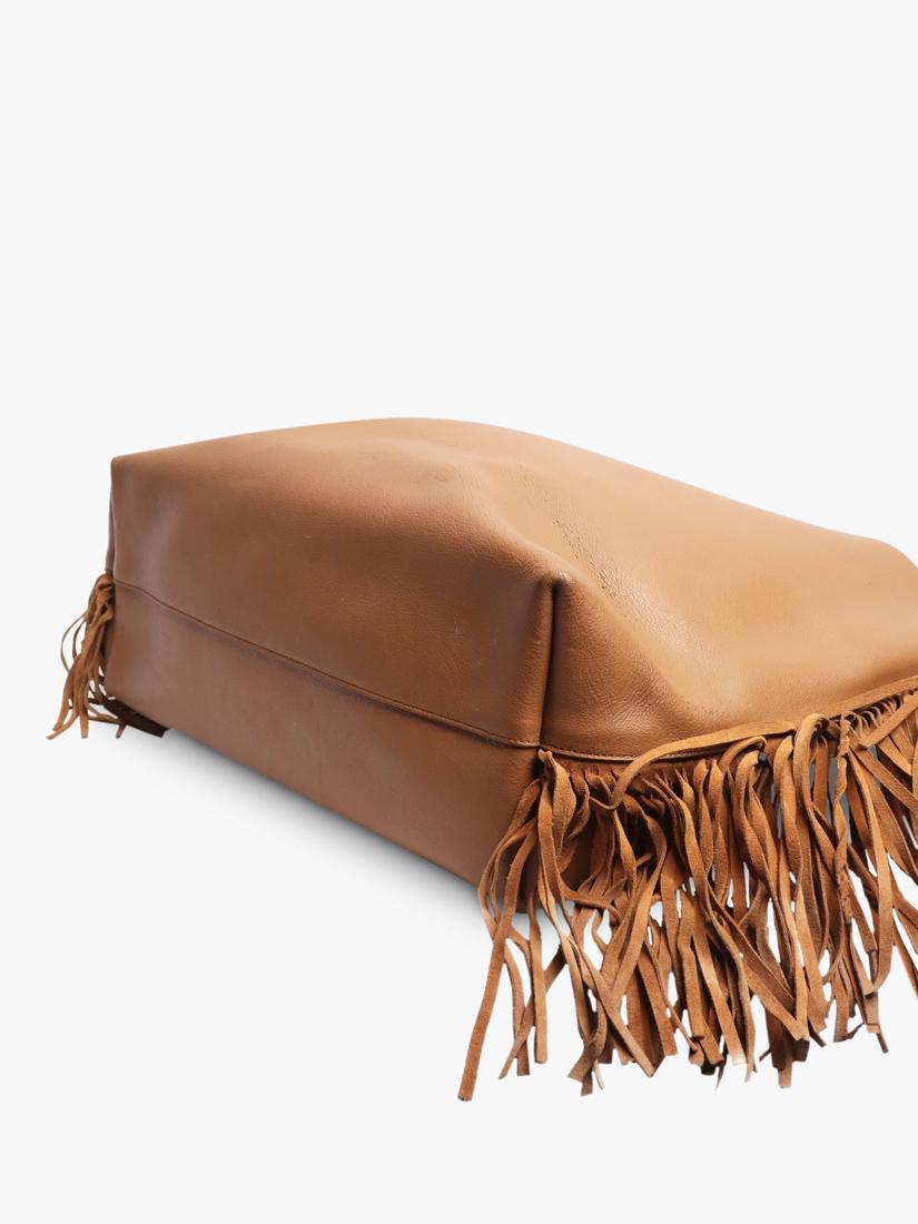 Pre-loved Saint Laurent brown fringed leather tote bag - British product