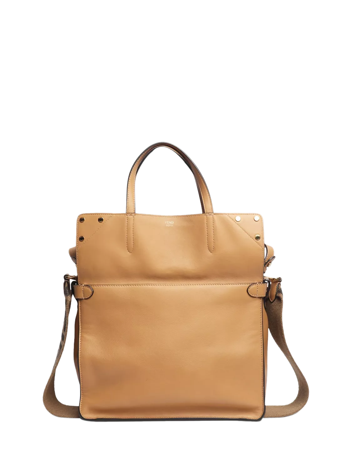 Fendi Flip tote bag in tan leather with gold hardware - British product