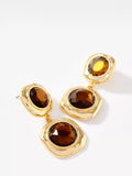 Mint Velvet brown resin drop earrings gold tone, imported from the UK